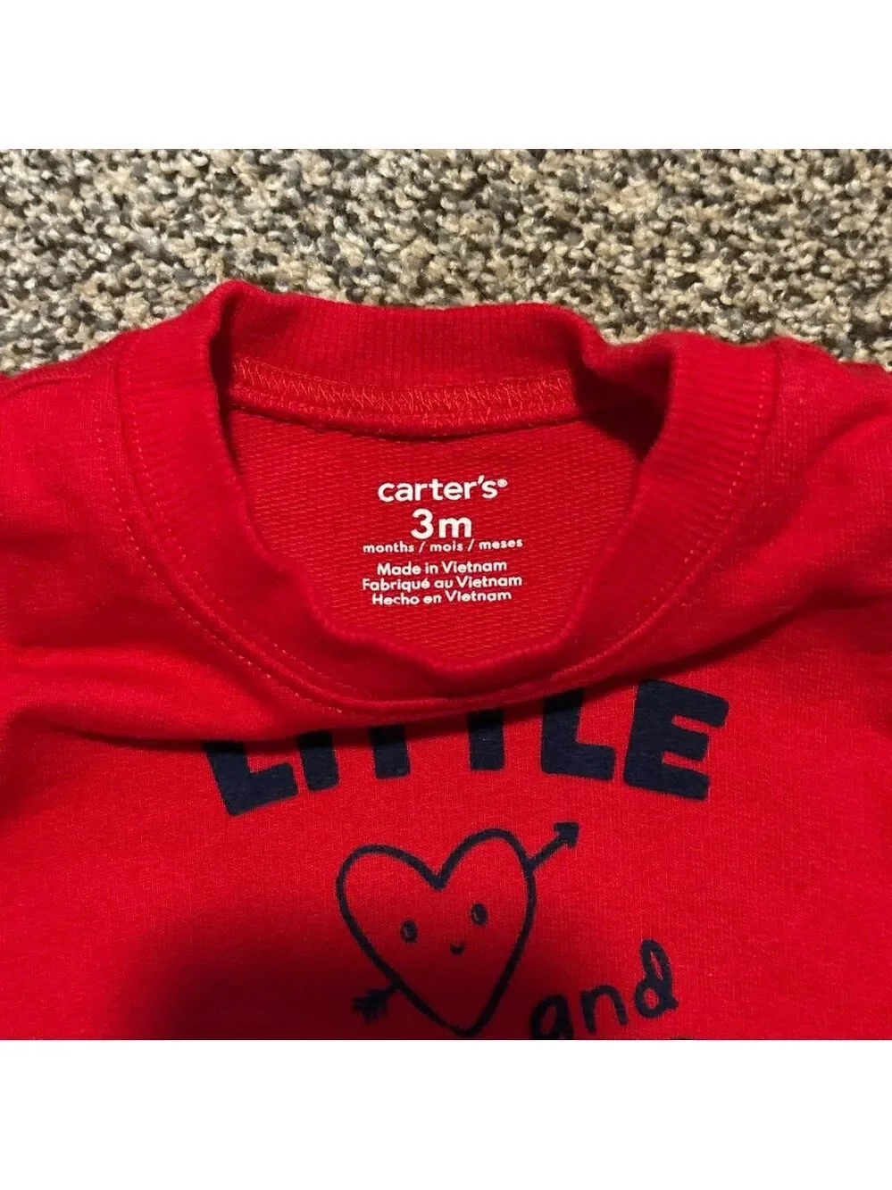 Carter's Red 'Little and Loved' Baby Footie One-piece size 9 months